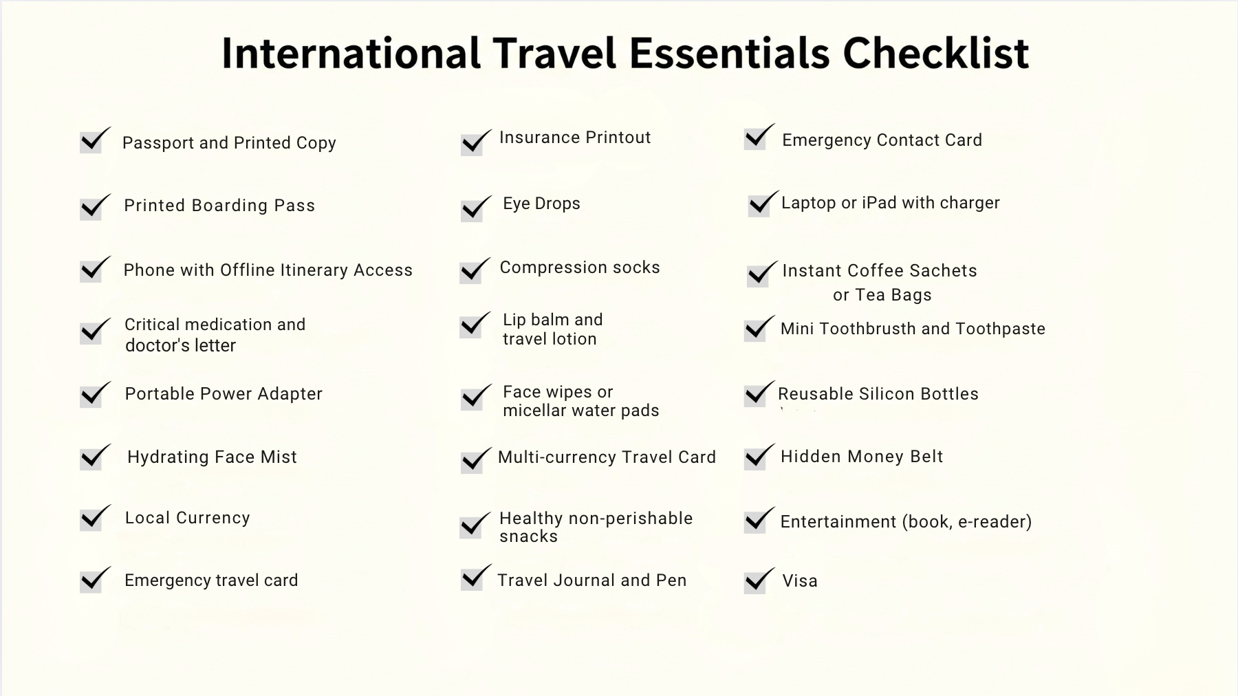 International-Travel-Essential-Checklist