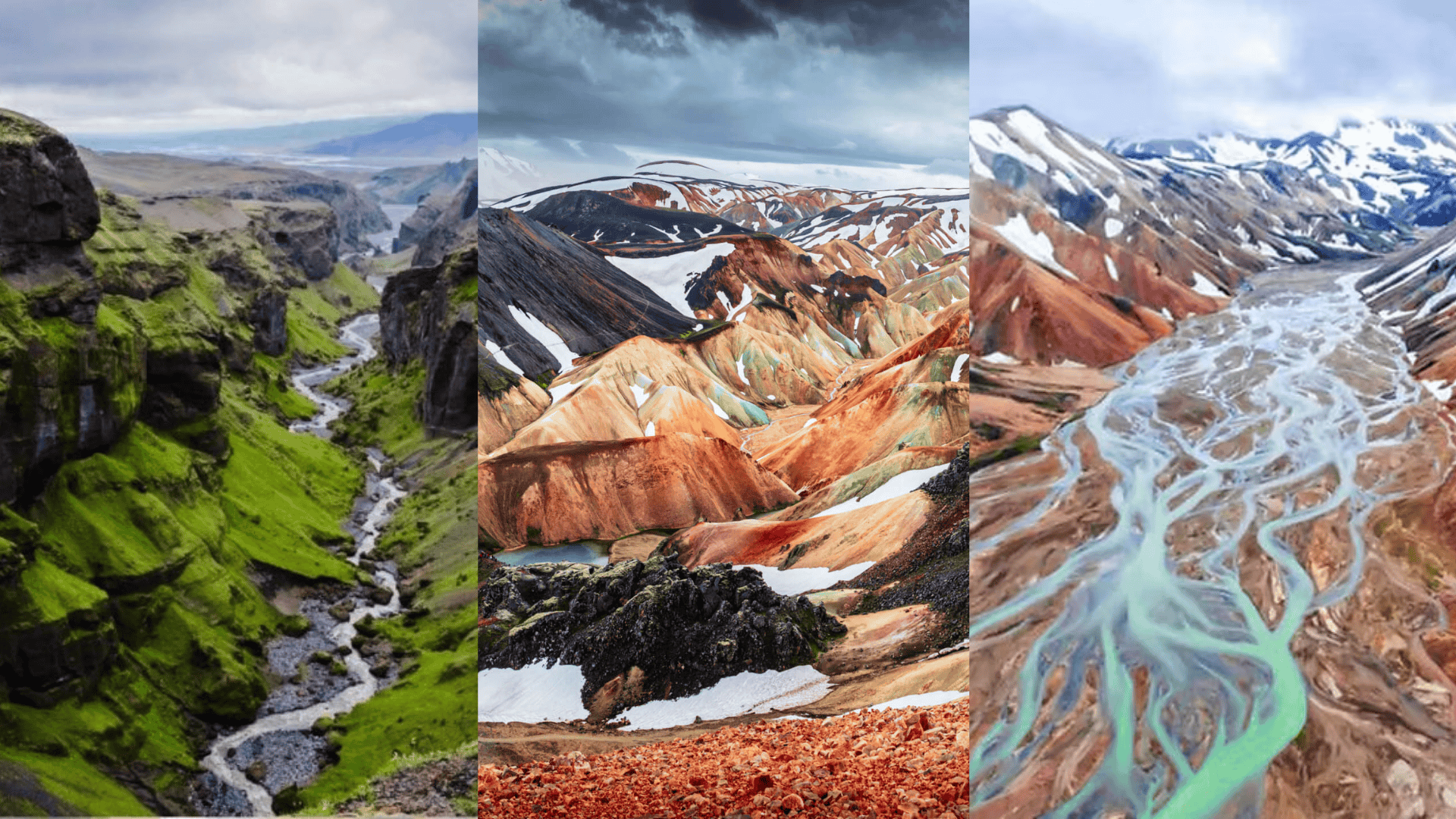 colorful mountains in iceland under a cloudy sky